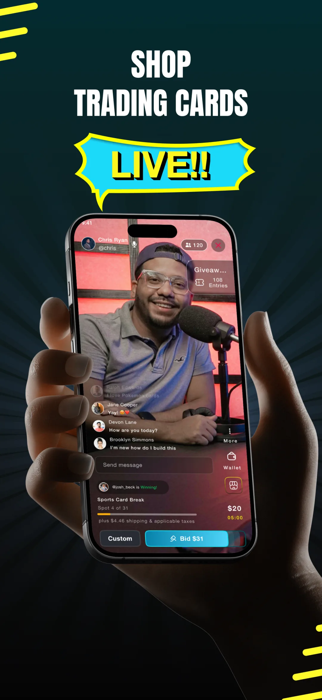Trading Card TV app screen